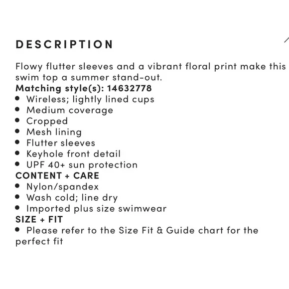 Torrid Blue Water Floral Sleeve and Reversible Swim Brief NWT SZ 1 (14/16) - Picture 11 of 13